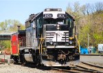 WS-1 with 3024 about to shove caboose 0121 on to the service track after use 